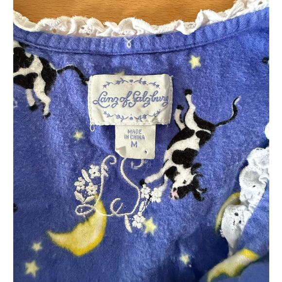 Lanz of Salzburg Cow Jumped Over the Moon Flannel Nightgown Size Medium - Picture 4 of 5